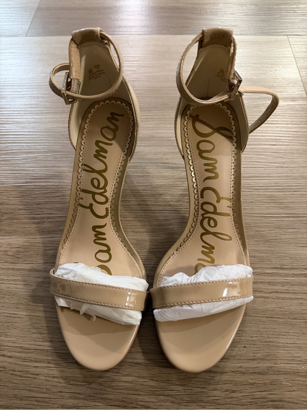 Sam Edelman Nude Patent Ankle Strap Heels Size 6